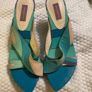 Emilio Pucci ladies wedge slide size 8 Aqua